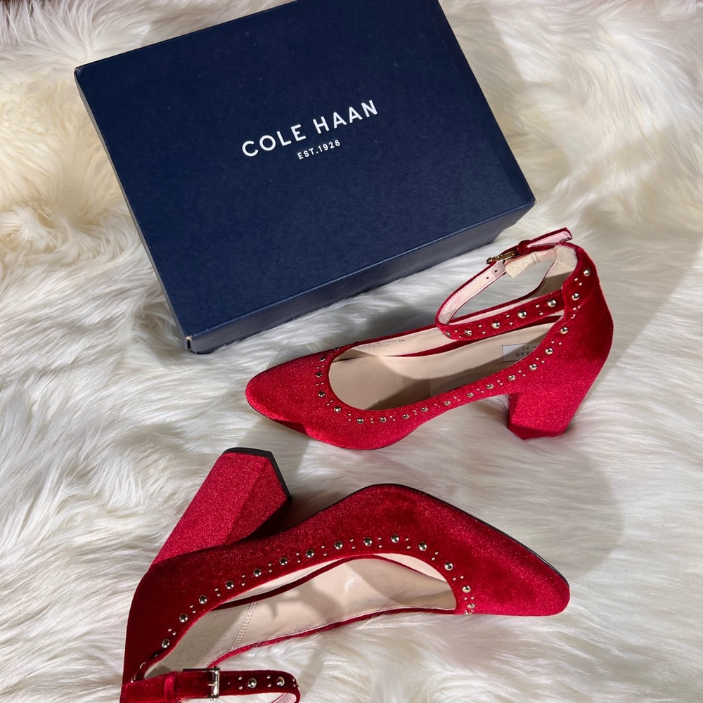 Gorgeous Cole Haan Women's Red Larue Stud Grand Pump